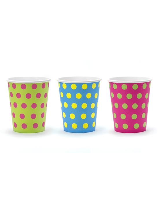 6 vasos estampado de lunares variados de papel - Colorful & holographic birthday