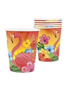 6 vasos flamenco Hawai - Hibiscus