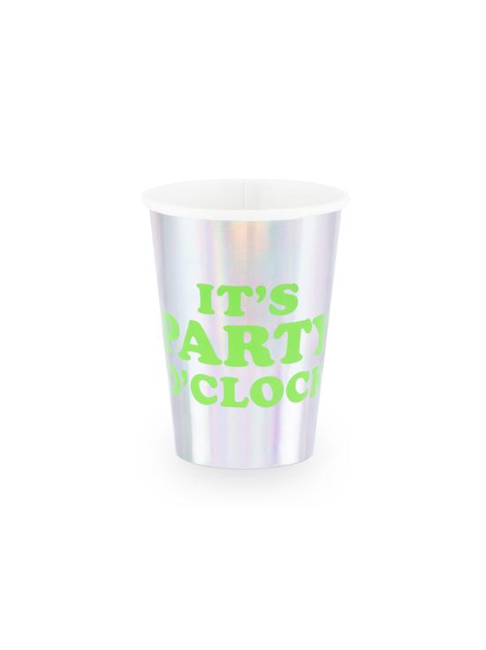 6 vasos holográficos con texto variado de papel - Electric Holo