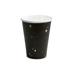 6 vasos negros con estrellas doradas de papel - New Year’s Eve Collection