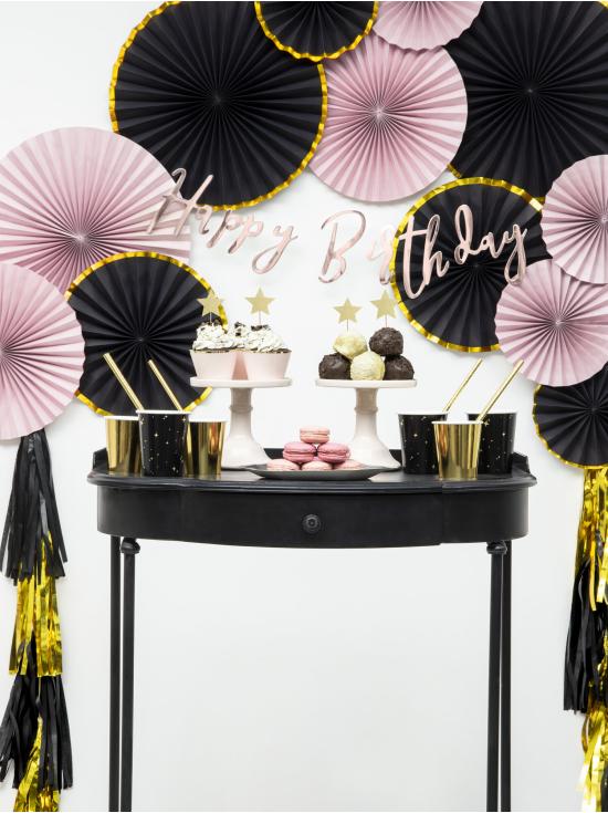 6 vasos negros con estrellas doradas de papel - New Year’s Eve Collection