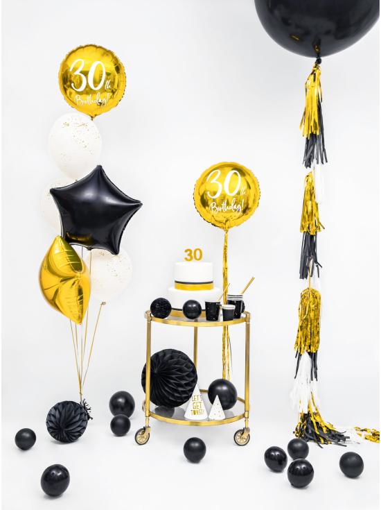 6 vasos negros con estrellas doradas de papel - New Year’s Eve Collection