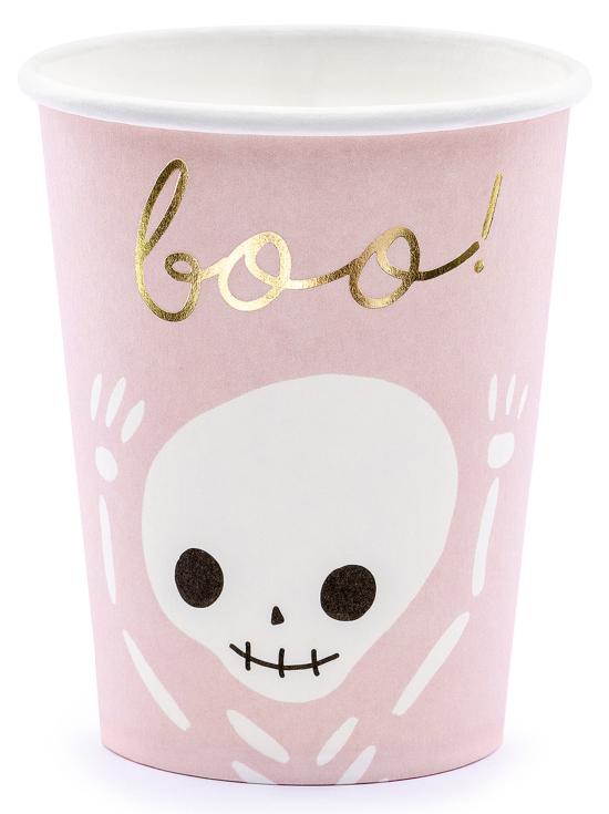 6 vasos negros y rosas - Boo!