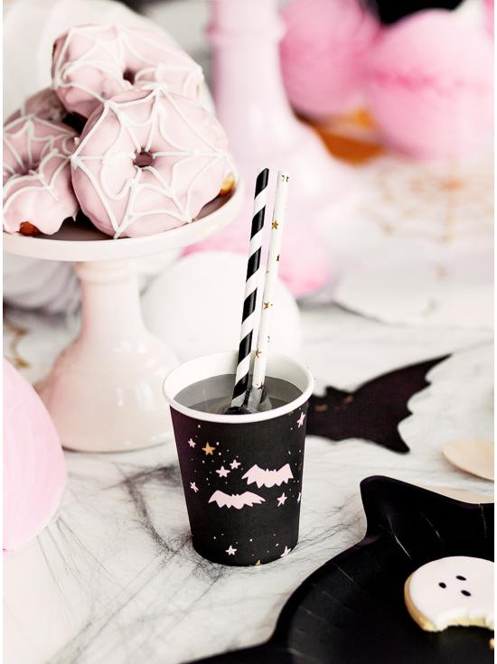 6 vasos negros y rosas - Boo!
