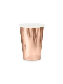 6 vasos oro rosa de papel