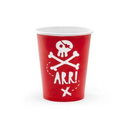 6 vasos rojos de piratas - Pirates Party