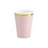 6 vasos rosa pastel con borde dorado de papel - Yummy