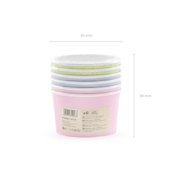 6 vasos variados pastel para helado de papel - Pastelove Collection