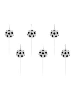 6 velas de balones de fútbol (2,5 cm) - Football Party