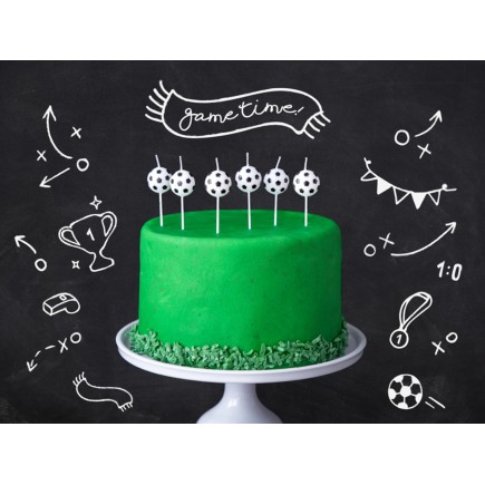 6 velas de balones de fútbol (2,5 cm) - Football Party
