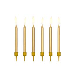 6 velas de cumpleaños doradas (6 cm)