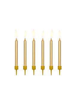 6 velas de cumpleaños doradas (6 cm)