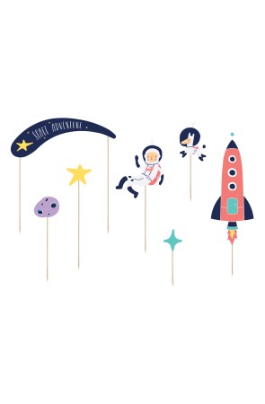7 decoraciones para tarta "Space Adventure" - Space Party