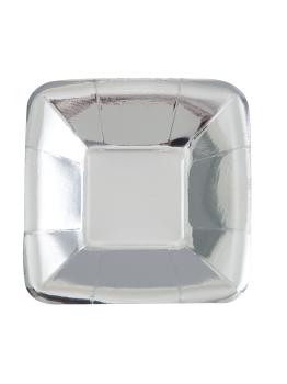 8 bandejas cuadradas plateadas - Solid Colour Tableware