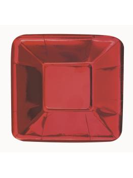 8 bandejas cuadradas rojas - Solid Colour Tableware