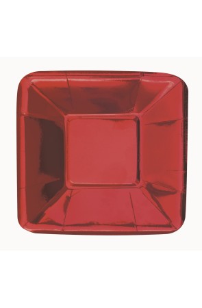 8 bandejas cuadradas rojas - Solid Colour Tableware