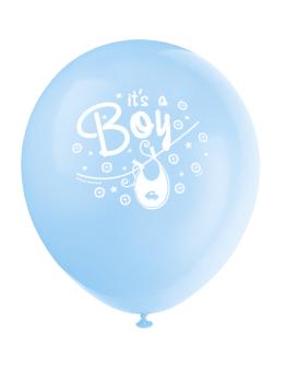8 globos azules It's a boy! (30 cm) - Blue Clothesline Baby Shower