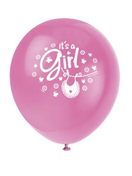 8 globos rosas (30 cm) - Pink Clothesline Baby Shower