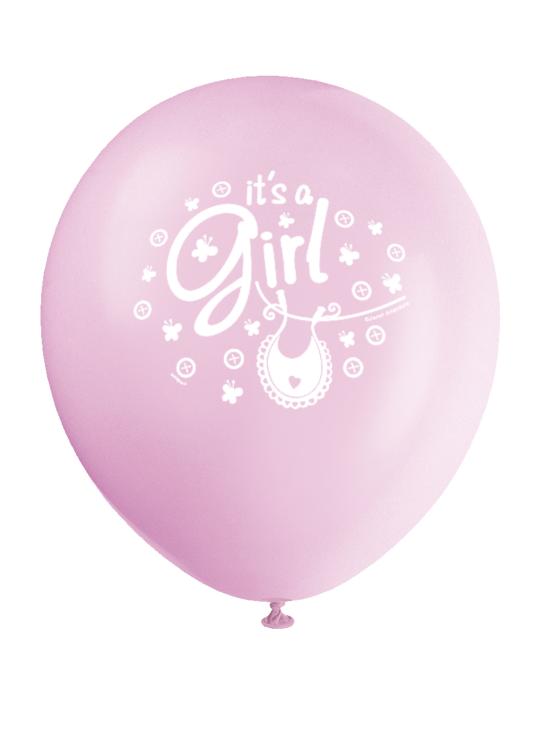 8 globos rosas (30 cm) - Pink Clothesline Baby Shower