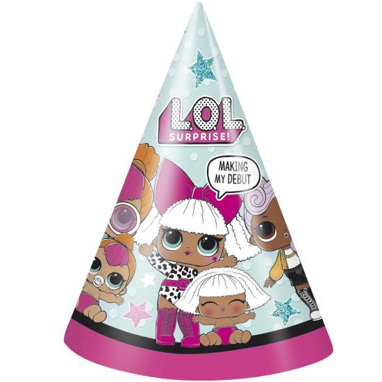8 gorritos de cumpleaños LOL Surprise - LOL Friends 8 gorritos de cumpleaños LOL Surprise - LOL Friends