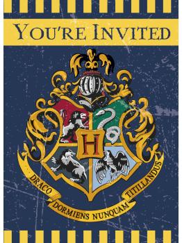 8 invitaciones Casas de Hogwarts - Harry Potter