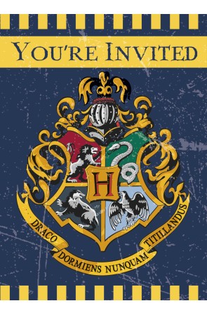 8 invitaciones Casas de Hogwarts - Harry Potter