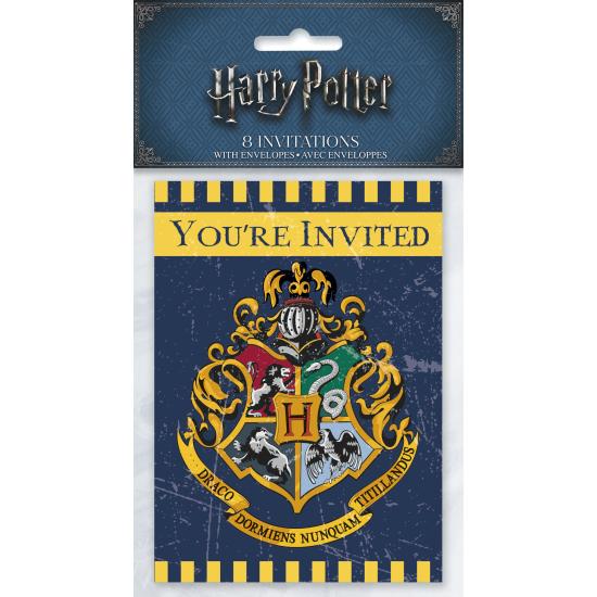 8 invitaciones Casas de Hogwarts - Harry Potter