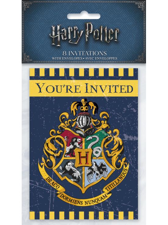 8 invitaciones Casas de Hogwarts - Harry Potter