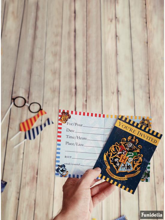 8 invitaciones Casas de Hogwarts - Harry Potter