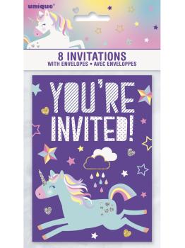 8 invitaciones de unicornio - Happy Unicorn