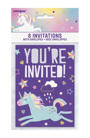 8 invitaciones de unicornio - Happy Unicorn