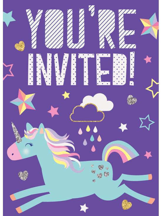 8 invitaciones de unicornio - Happy Unicorn