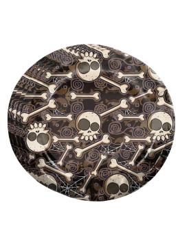 8 Platos 23 cm Halloween Huesos