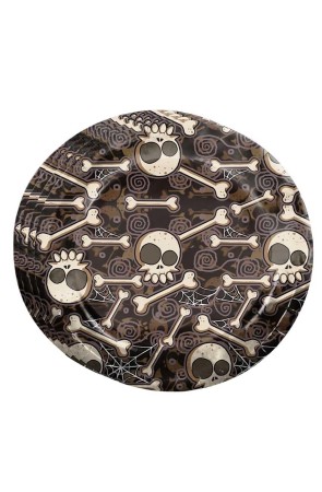 8 Platos 23 cm Halloween Huesos