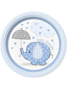 8 platos azules (23 cm) - Umbrellaphants Blue