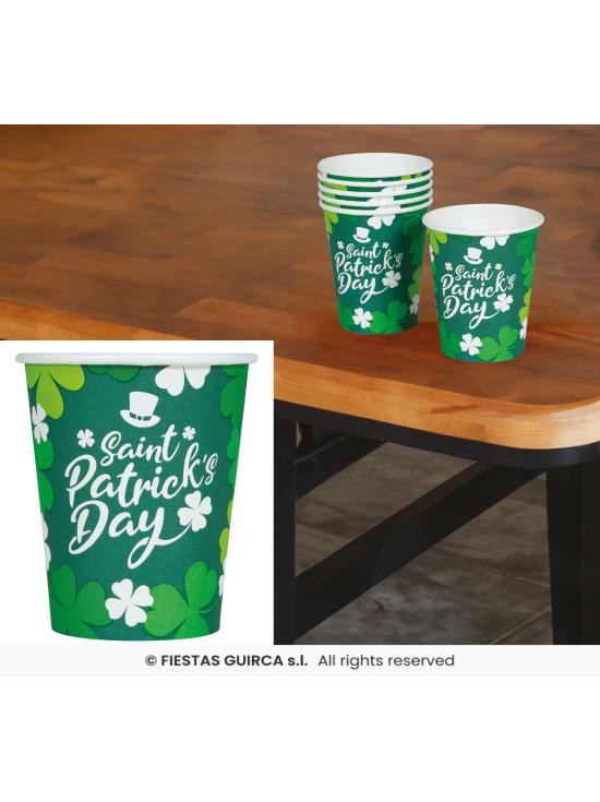 6 Vasos Desechables San Patricio 240 ml