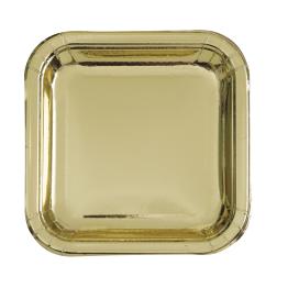 8 platos cuadrados dorados (23 cm) - Línea Colores Básicos
