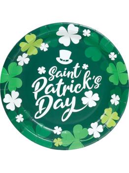 8 platos de cuadros verdes Happy St Patrick's Day (23 cm)