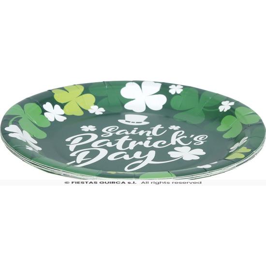 8 platos de cuadros verdes Happy St Patrick's Day (23 cm)
