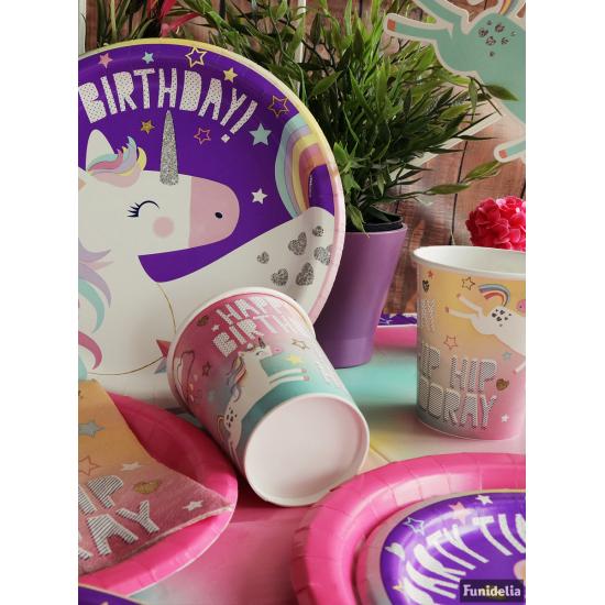 8 platos de unicornio (23cm)- Happy Unicorn