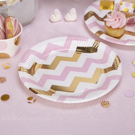 8 platos de zigzag rosa y dorado (23 cm) - Pattern Works Pink 8 platos de zigzag rosa y dorado (23 cm) - Pattern Works Pink