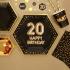 8 platos hexagonales "20 Happy Birthday" de papel (27 cm) - Glitz & Glamour Black & Gold