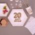 8 platos hexagonales "20 Happy Birthday" de papel (27 cm) - Glitz & Glamour Pink & Rose Gold