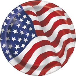 8 platos pequeños Bandera de USA (18 cm) - Fiesta Estados Unidos