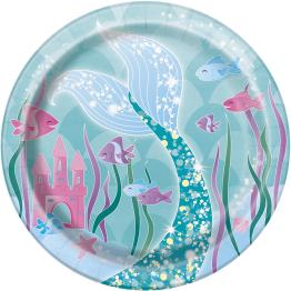 8 platos pequeños de sirenas (18 cm) - Sirena bajo del mar