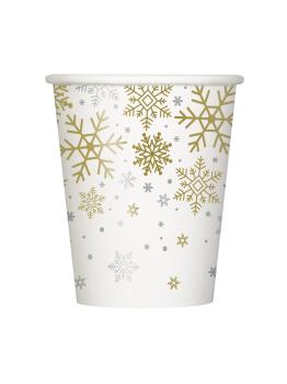 8 vasos - Silver & Gold Holiday Snowflakes