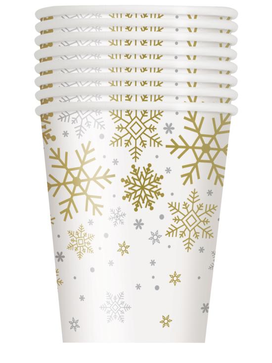 8 vasos - Silver & Gold Holiday Snowflakes