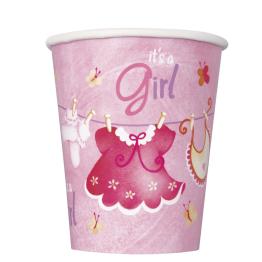 8 vasos It's a Girl! - Pink Clothesline Baby Shower