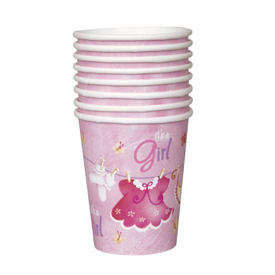 8 vasos It's a Girl! - Pink Clothesline Baby Shower