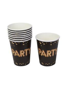 8 vasos "Party" de papel - Glitz & Glamour Black & Gold